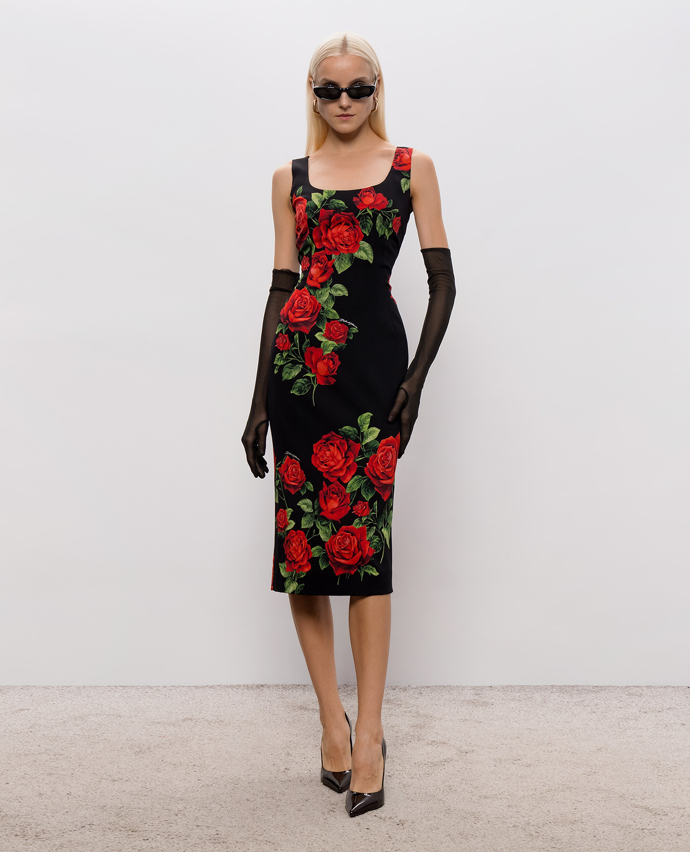 Black dress with printed silk Dolce&Gabbana 2