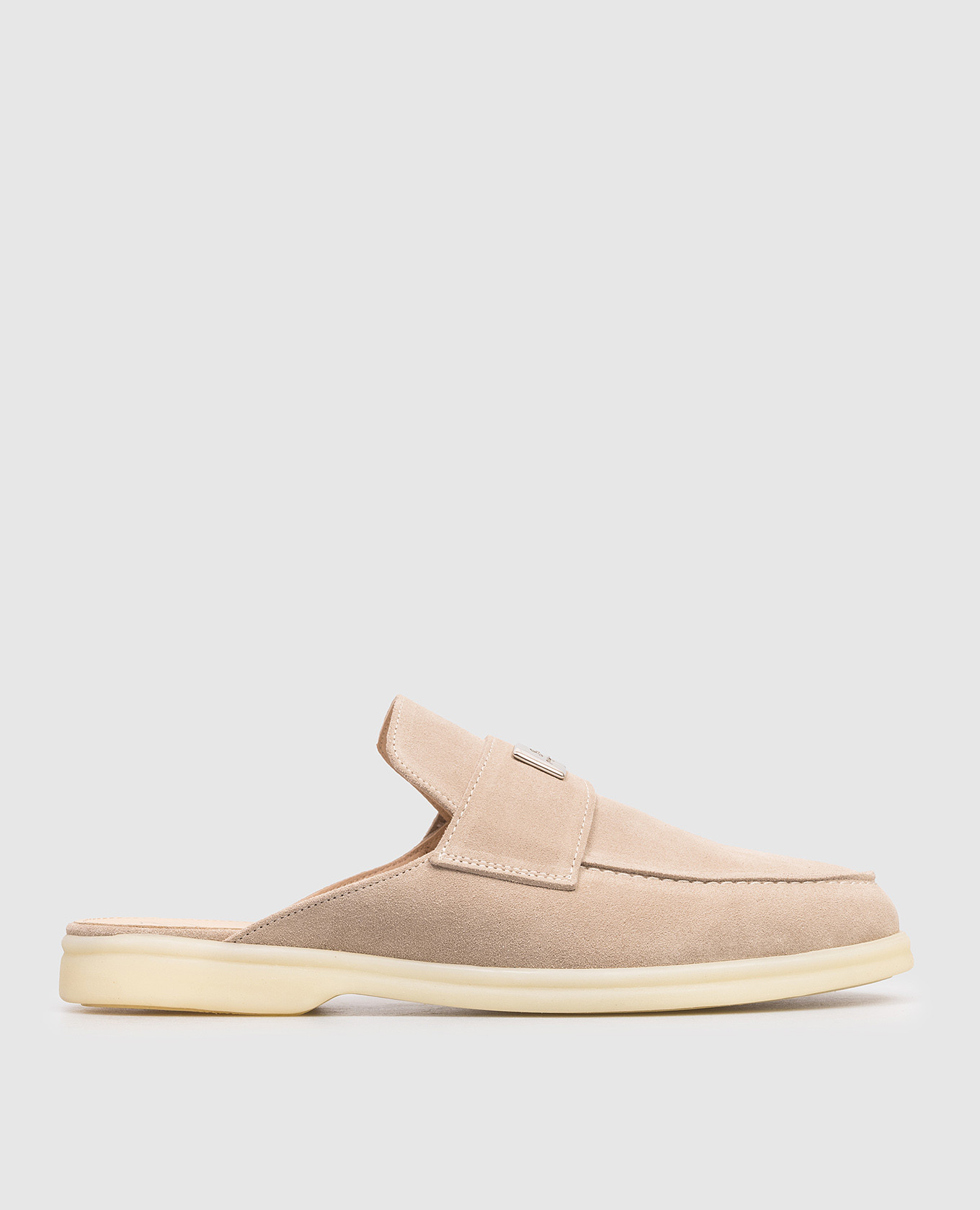 Beige suede mules