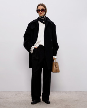 Toteme Black double-breasted wool coat 261WRO0272FB0562