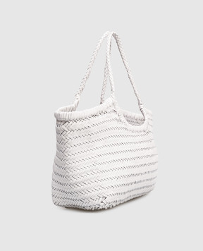 Dragon Nantucket White Woven Leather Tote Bag DGS68822