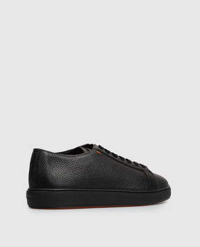 Santoni Black leather sneakers MBCD21532NEARAYD