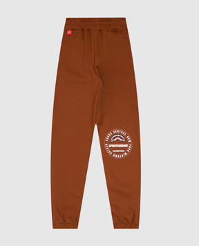 Sprayground Kids' brown joggers with logo print SPY1489GBRWN