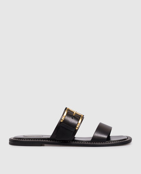 Ami Paris Black leather flip-flops with logo engraving FSV833AL0181
