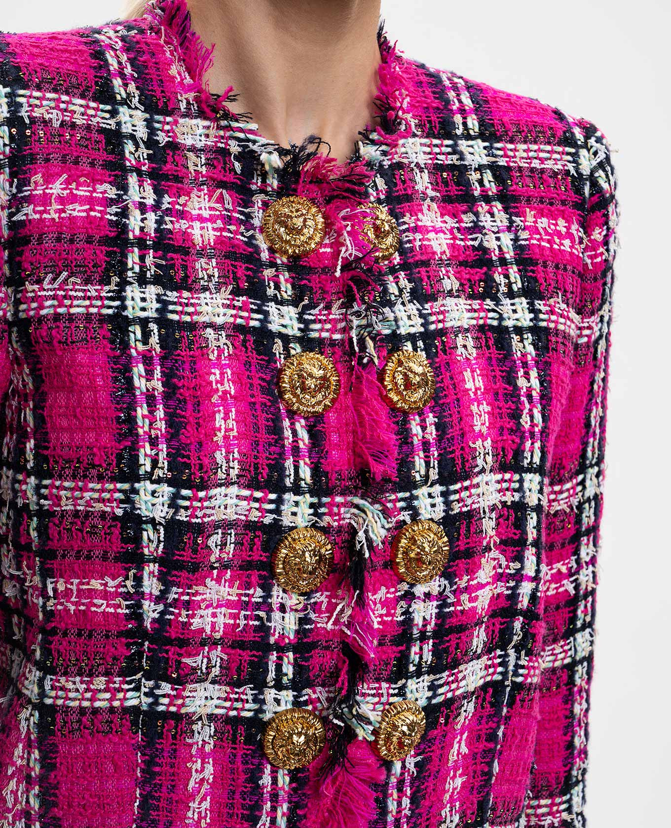 Pink tweed jacket Balmain 5