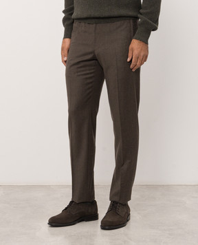Bertolo Cashmere Brown wool and cashmere pants 000350001391