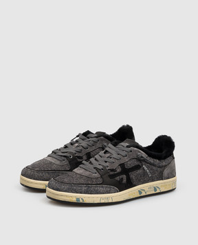 Premiata Bskt Clay grey suede sneakers with fur BSKTCLAY8713M