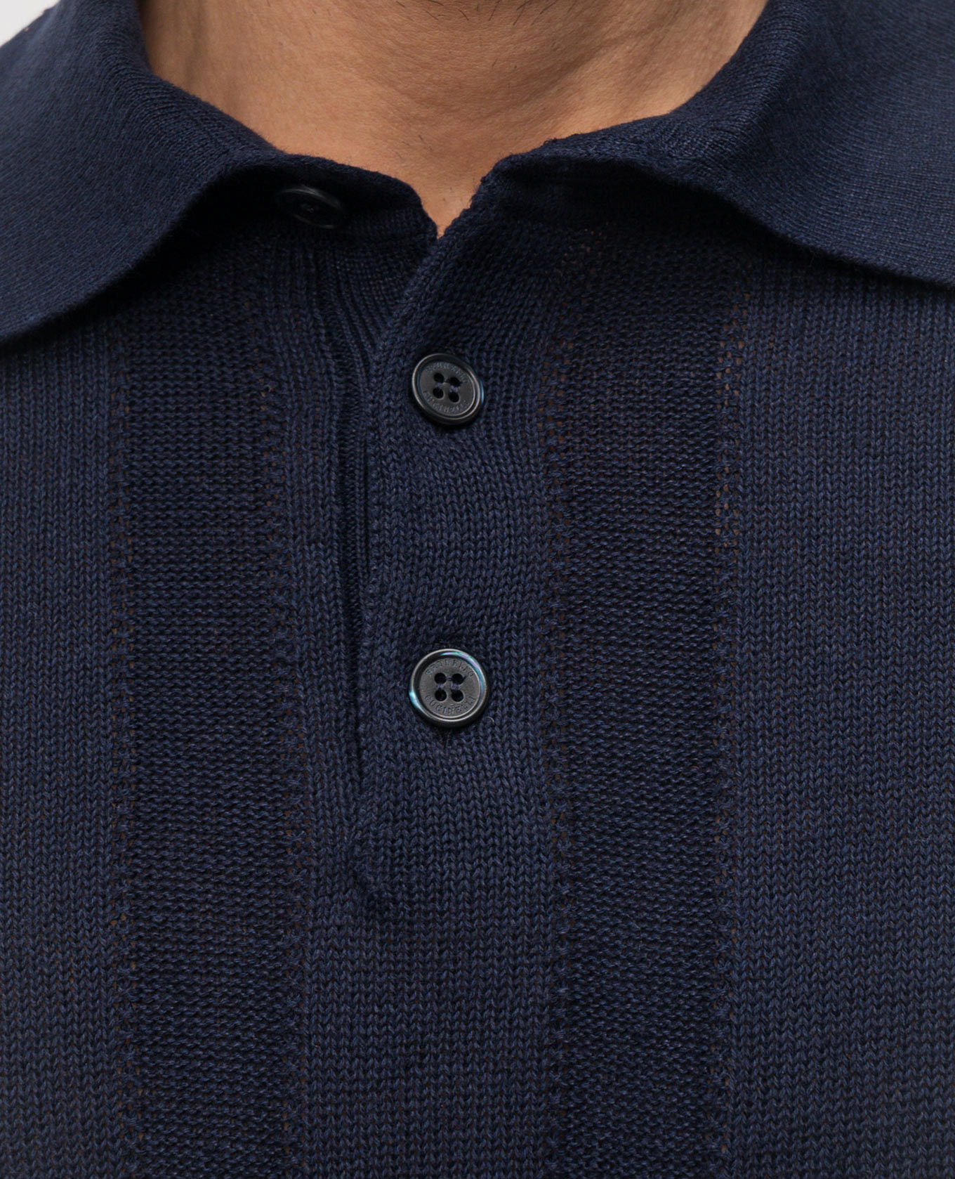 

Blue polo with linen in woven pattern Brunello Cucinelli