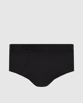 Stefano Ricci Black briefs with logo pattern SLM2COTTON