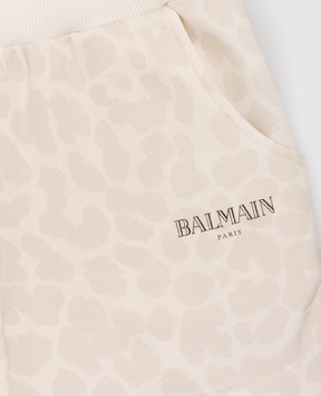 Balmain Children's beige printed shorts BY6B39Z3762