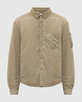 C.P. Company Khaki jacket with logo patch MOS023A005904G