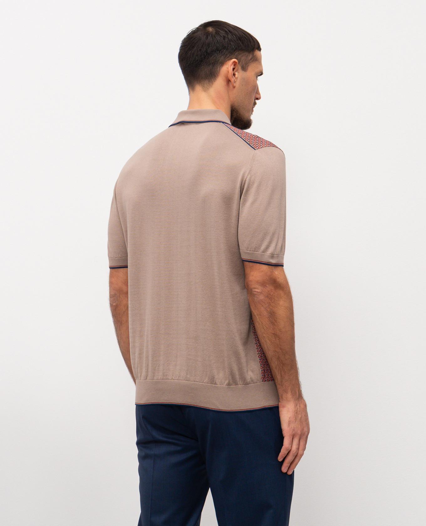 

Brown polo shirt with silk in a contrasting pattern Stefano Ricci