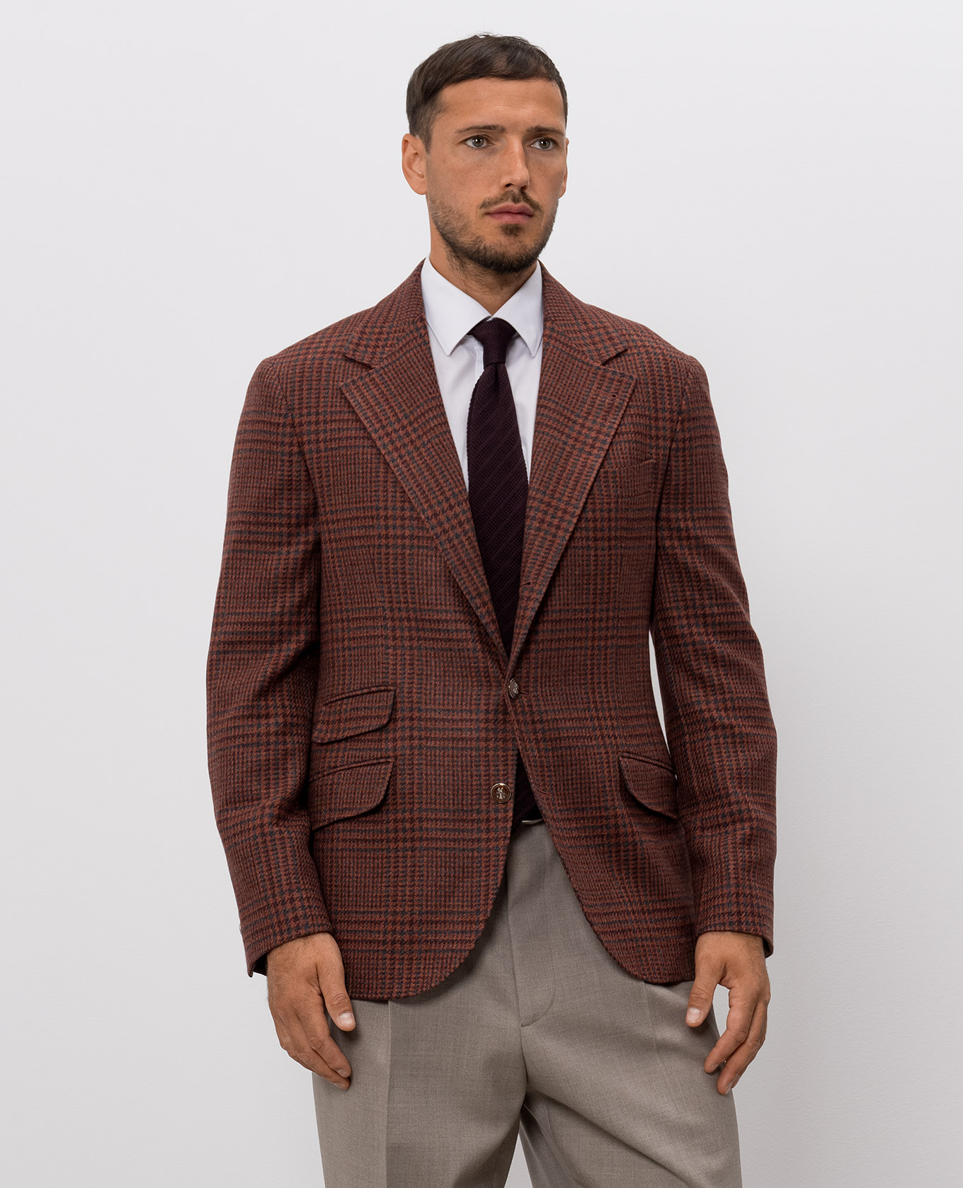 Tailor Cavallo brown cashmere check jacket Brunello Cucinelli 3