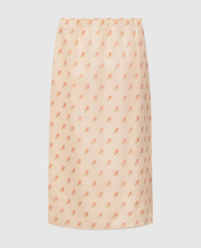 Khaite Sydni beige floral silk skirt 41863436