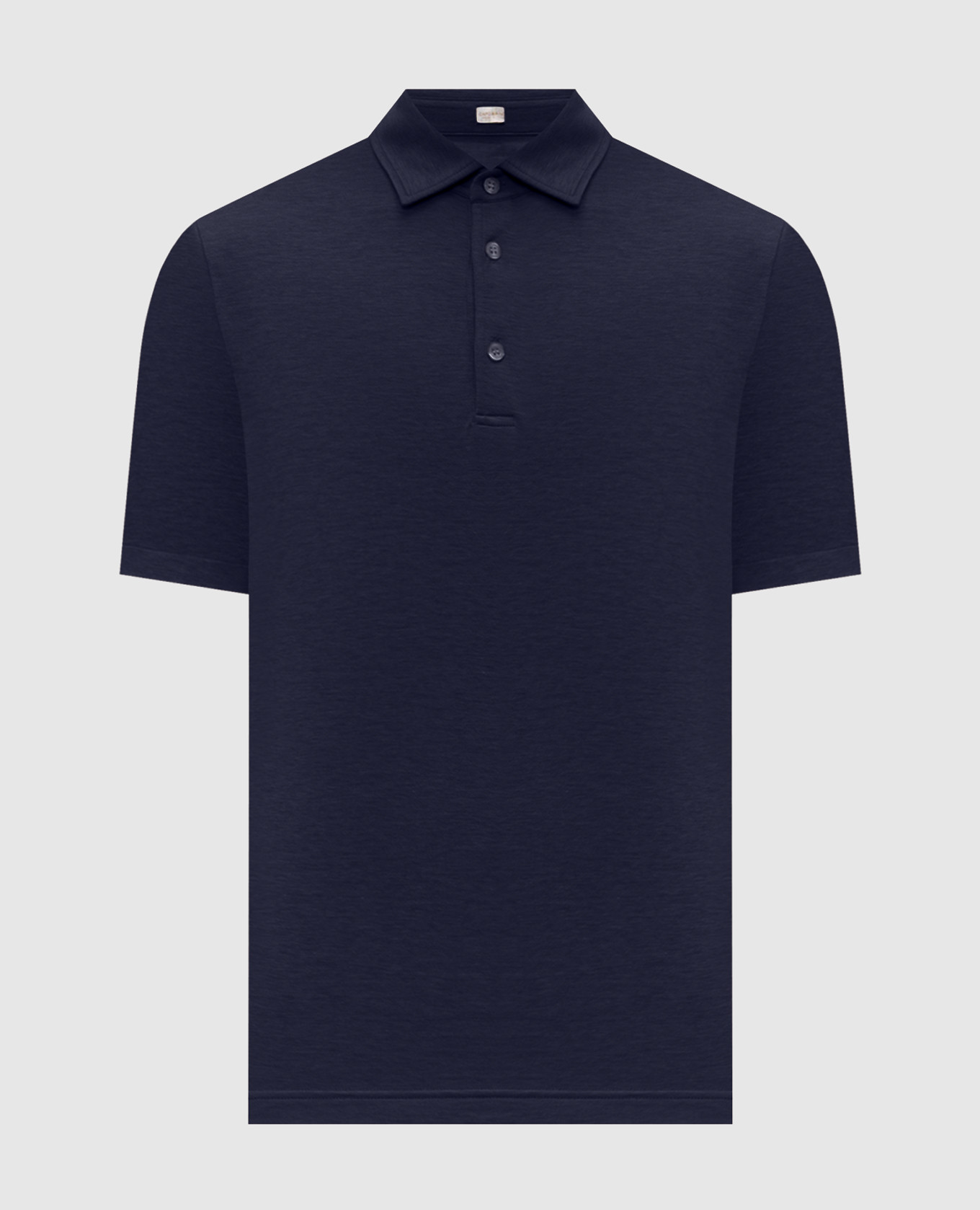 Blue polo shirt with logo patch