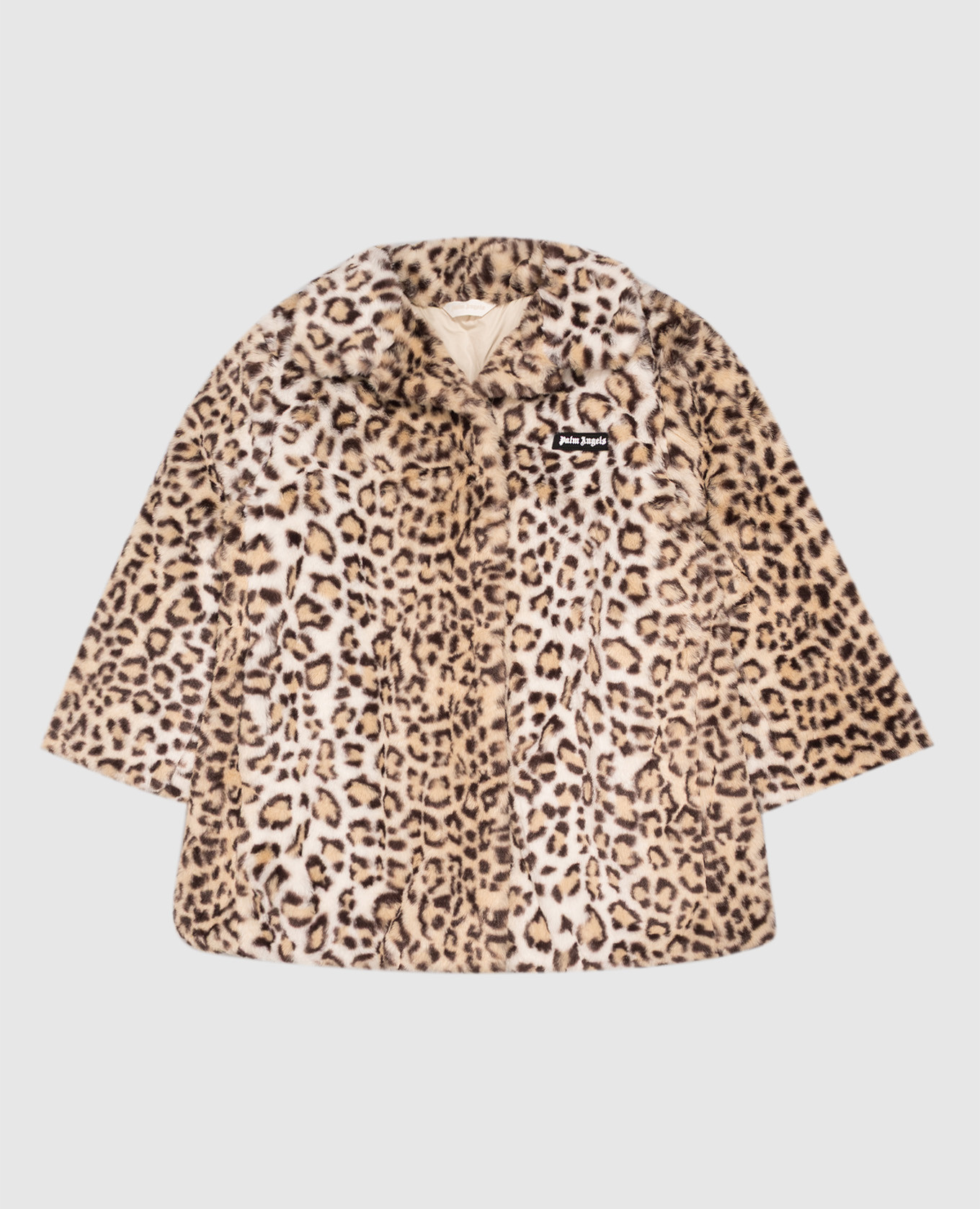 Children's beige leopard print jacket Palm Angels
