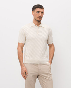 Canali Beige cotton polo shirt with a pattern MK02466C0127