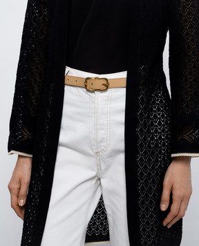 Agnona Beige leather belt L61003L8157