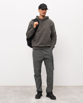 C.P. Company Khaki hoodies with logo patch MSS714A005086W