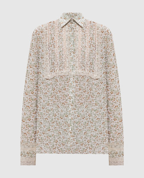 Ermanno Scervino White silk blouse with floral print D482K345APXWE