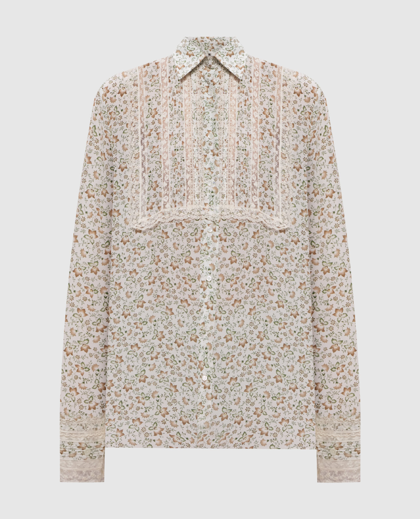 

White silk blouse with floral print Ermanno Scervino