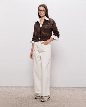 Brunello Cucinelli Brown cardigan with wool MFA790106