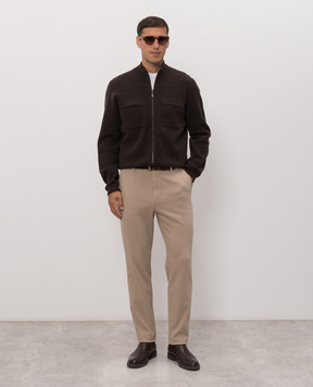 Peserico Brown wool and cashmere cardigan R59598F1209470