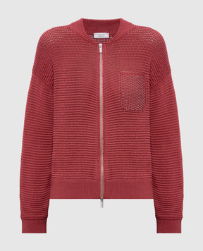 Peserico Pink cardigan with monil chain A99102F079312B