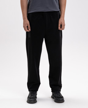 Moncler Black sweatpants with textured logo L20918H0001189AZY