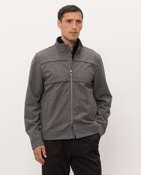 Peserico Grey wool jacket with logo patch R5701200588