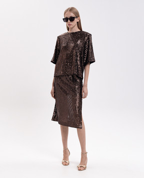 Twinset Brown sequined blouse 262TT2143