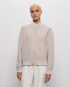 Peserico Beige bomber jacket with wool and cashmere A21084EB3197