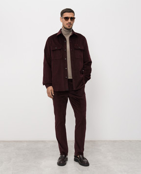 ISAIA Burgundy corduroy shirt with wool OSH009P9130