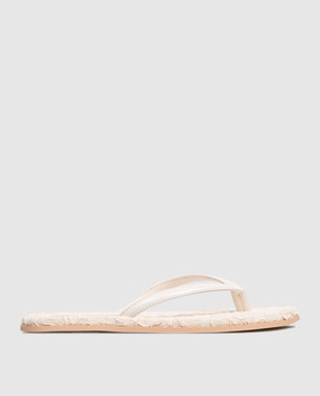 Ermanno Scervino Beige patent leather flip-flops D488Z745KRH