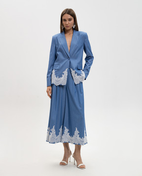 Twinset Blue culottes with lace 261AP2291