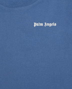 Palm Angels Children's blue T-shirt with logo print PBAA003S26JER002