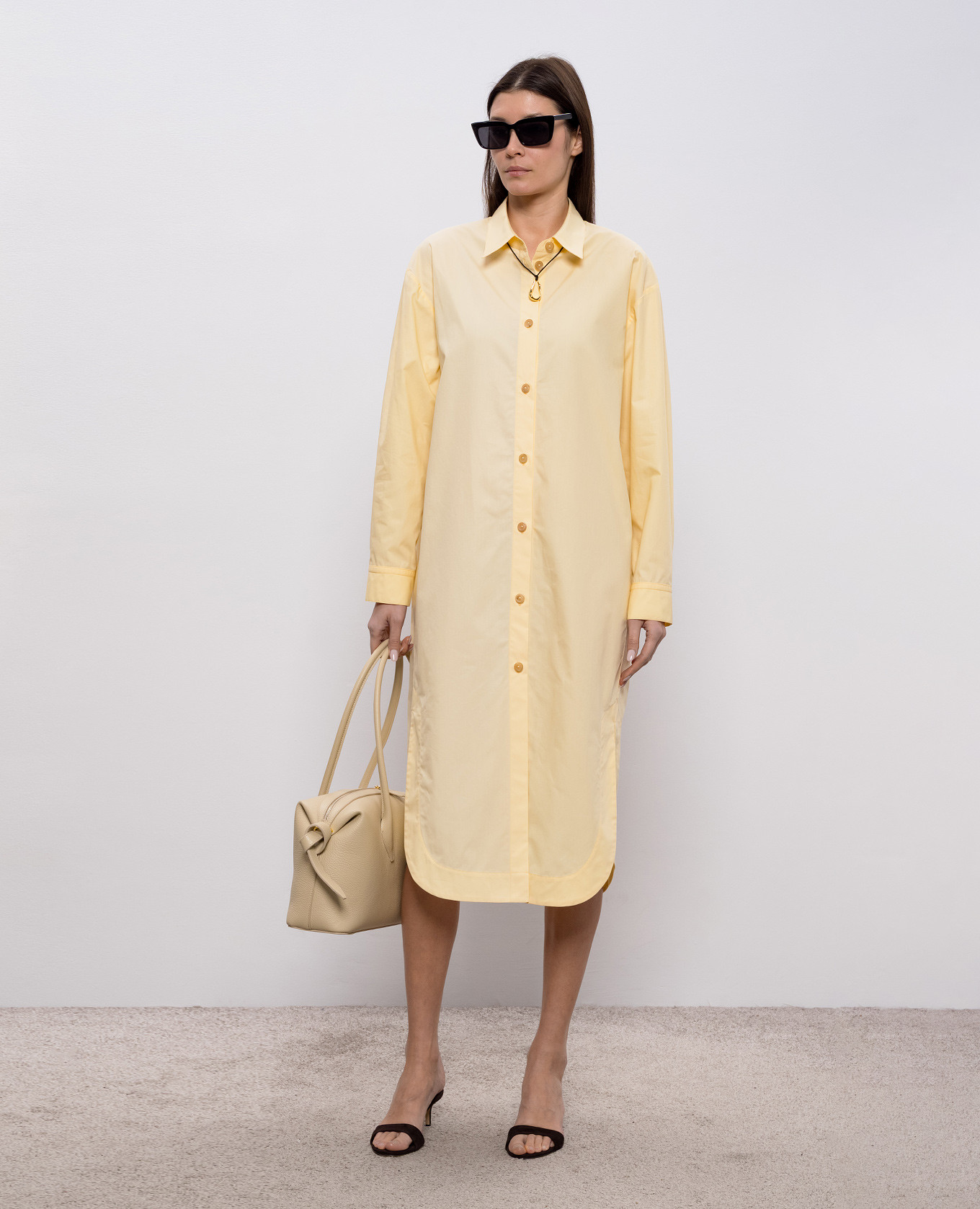 Gloria yellow shirt dress Khaite 2