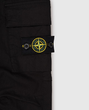 Stone Island Kids' black joggers with logo patch L1S163100003S000168