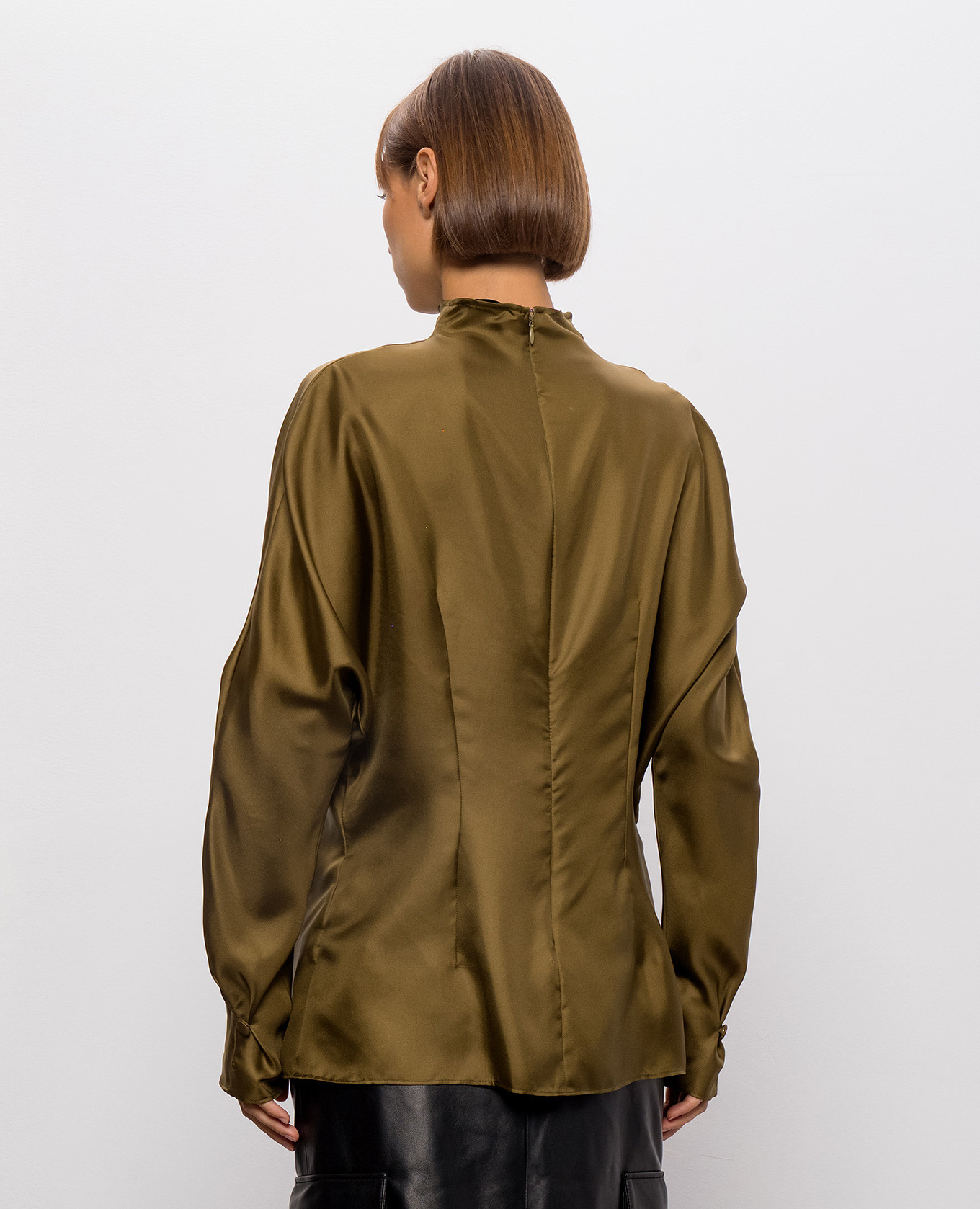 Khaki silk blouse Thierry Mugler 4