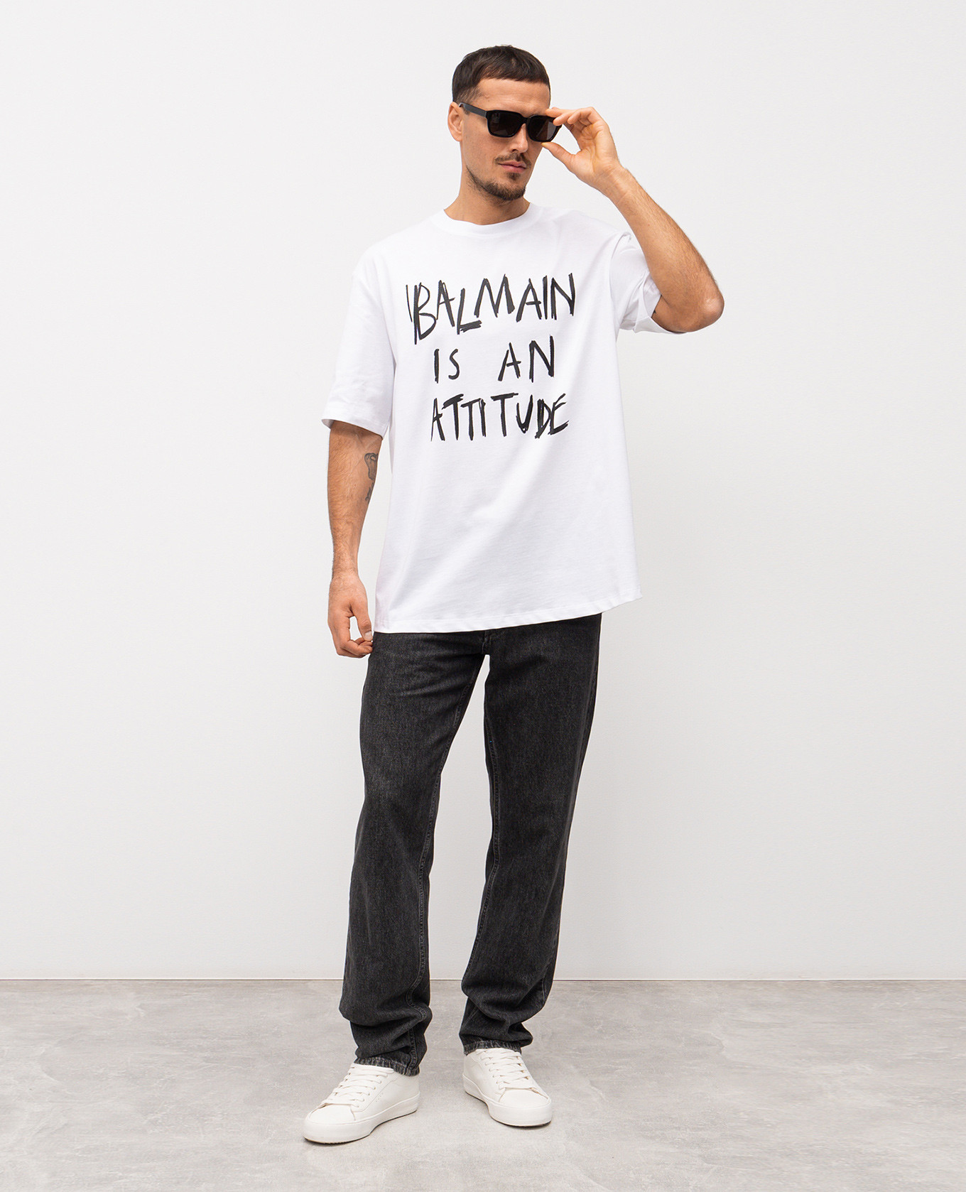 White T-shirt with contrast print Balmain 2
