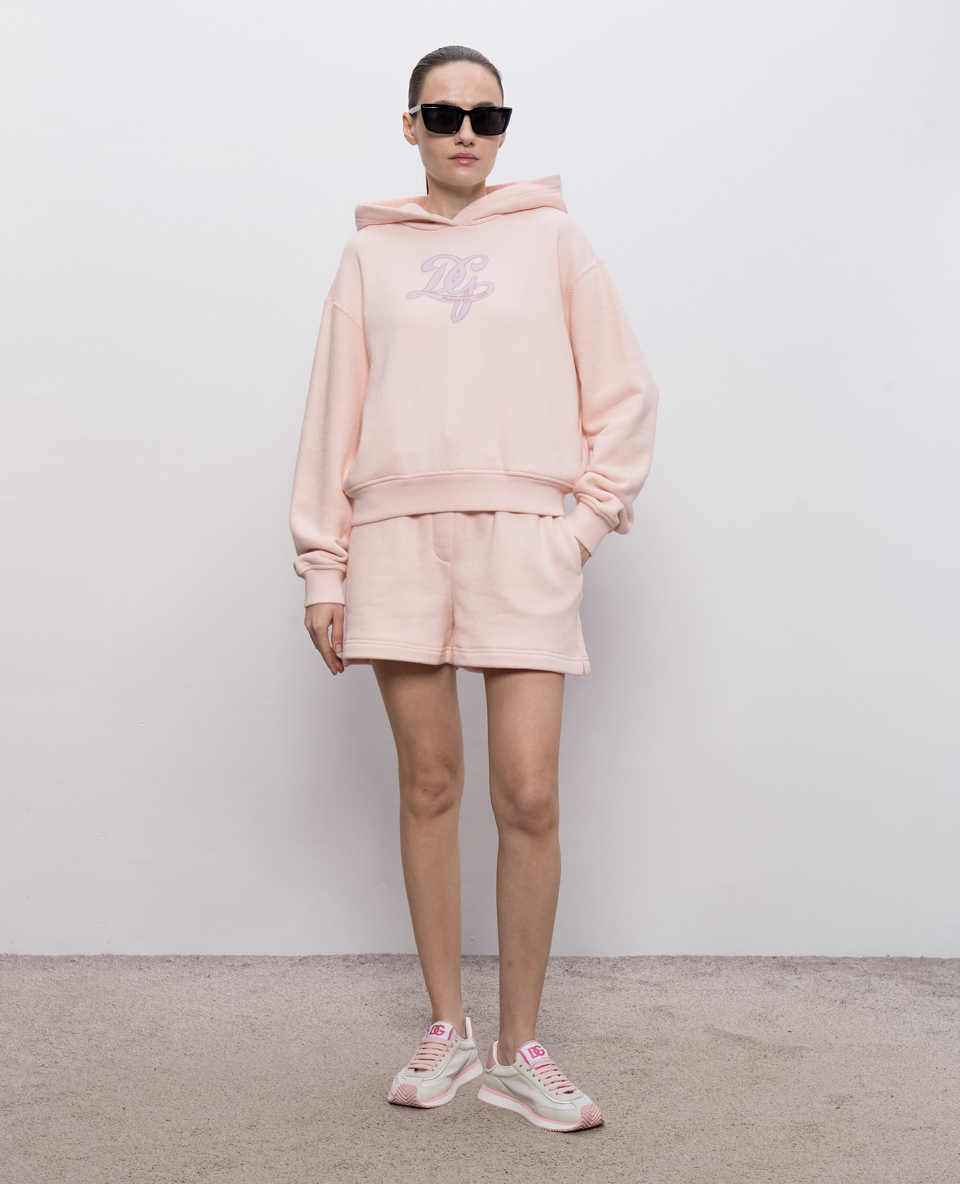 

Pink hoodie with monogram patch Dolce&Gabbana