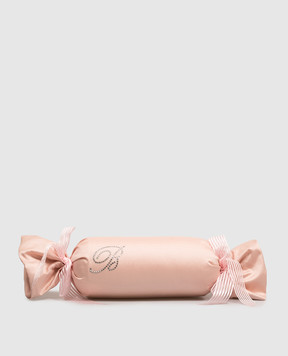 Blumarine Home Pink decorative neck pillow Note Blue with Swarovski crystals W0200250036