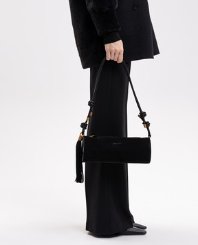 Twinset Black suede baguette bag with tassel 262TD8232