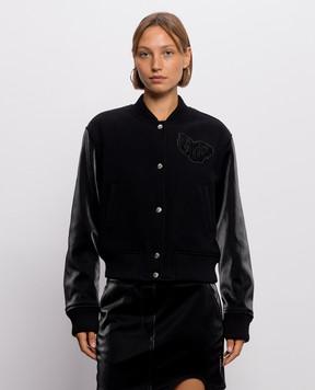Off-White Black bomber jacket with wool 2FG00403T
