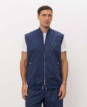 Brunello Cucinelli Blue vest with emblem print MB4229083T