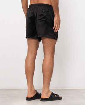 Dolce&Gabbana Black silk boxer briefs with logo patch M3A12TON0EC