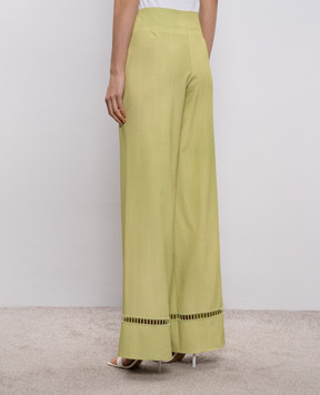 Ermanno Scervino Green pants with openwork embroidery D482P356APEMY