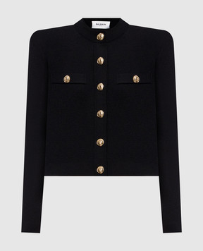 Balmain Black cardigan with accent shoulders JA0000000054