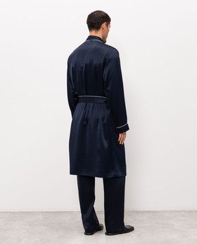 Zimmerli Blue silk robe 600075131447