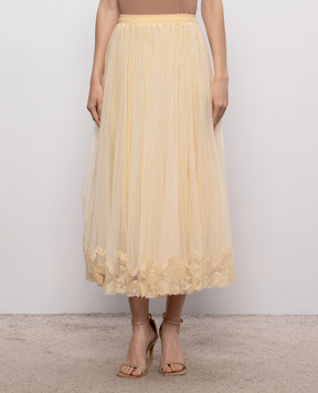 Ermanno Scervino Beige midi skirt with lace D482O756FDUJP