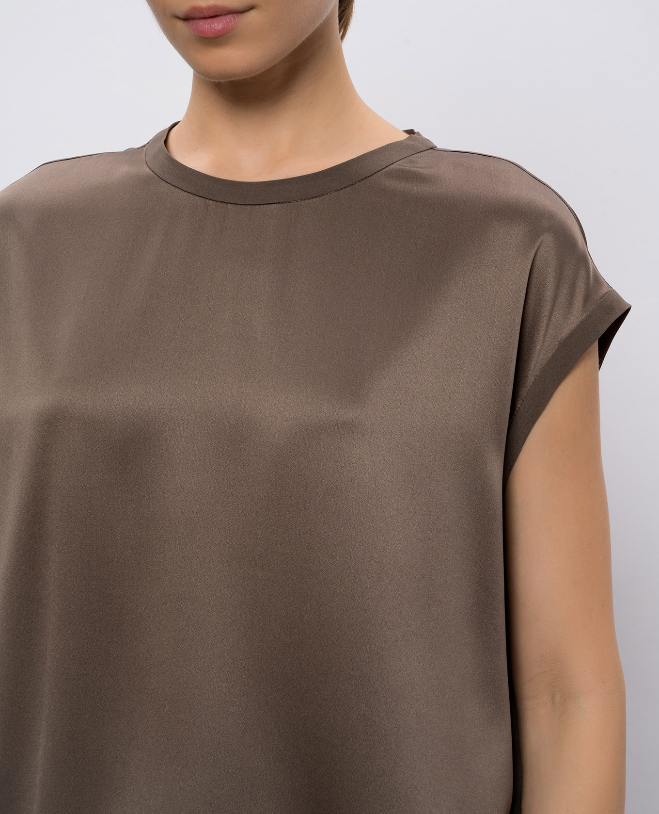 Brown silk top with shiny texture Brunello Cucinelli 5